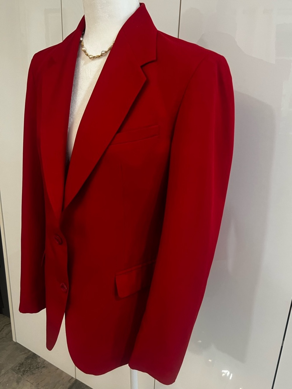 Linden Grey Tomato Red Tailored Blazer Women M Structured Chic - Picture 3 of 16